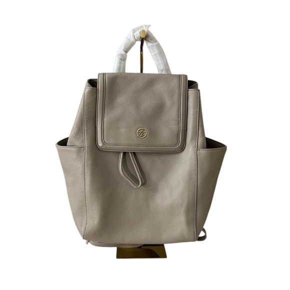 Tory Burch Handbags - Tory Burch Landon Flap Backpack French Gray Pebbled Leather NWT - Style 31387